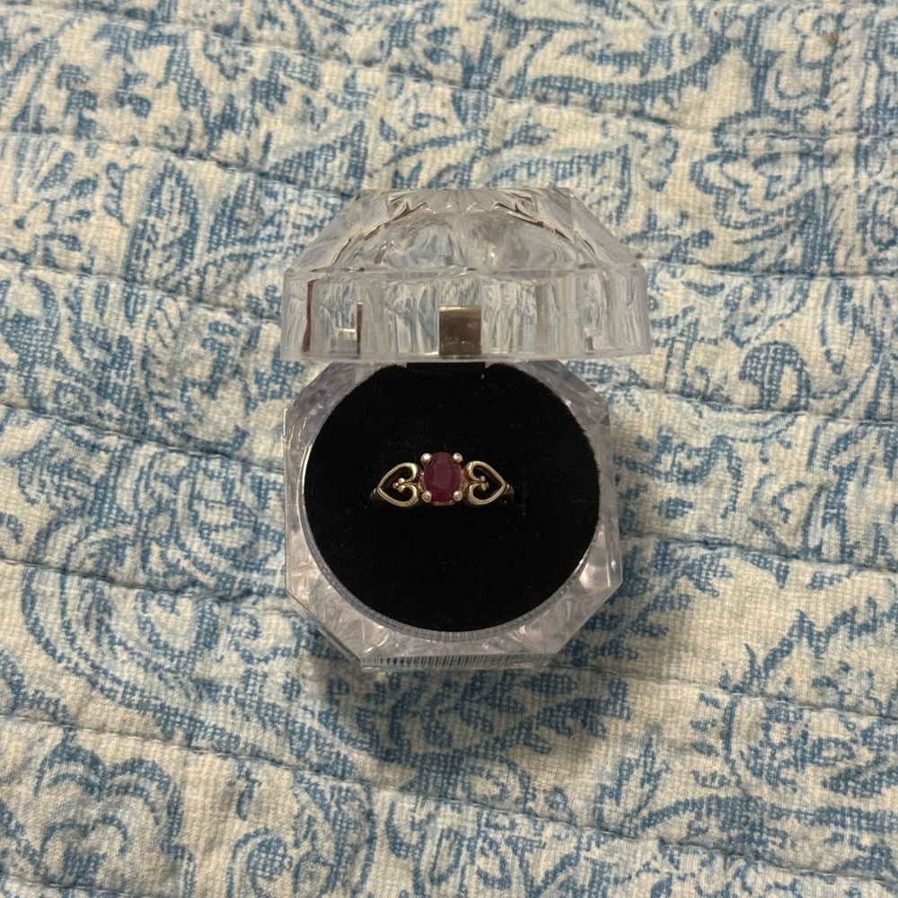 Ruby And Hearts Sterling Silver Ring - image 2